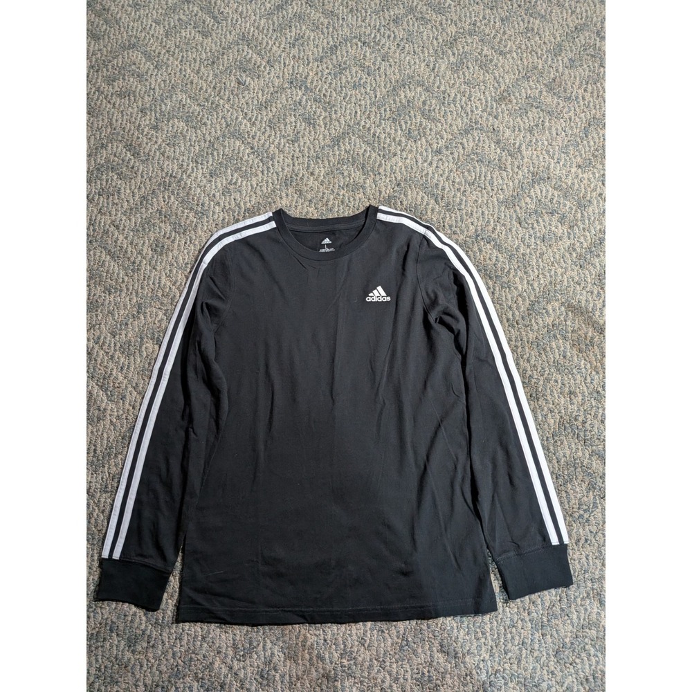 Adidas Mens Essentials 3-Stripes Long Sleeve Tee Black AA0843 HCM050 Size L